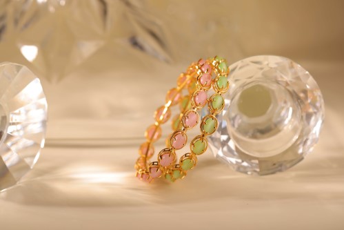 Gold jewellery set with precious stones — TNN